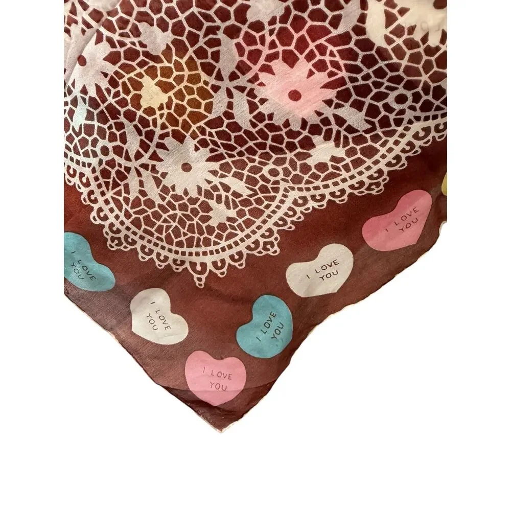 Conversation Heart Silk Scarf Granny Lace Print